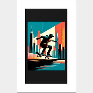 Urban Glide: Skateboarder in the City Posters and Art